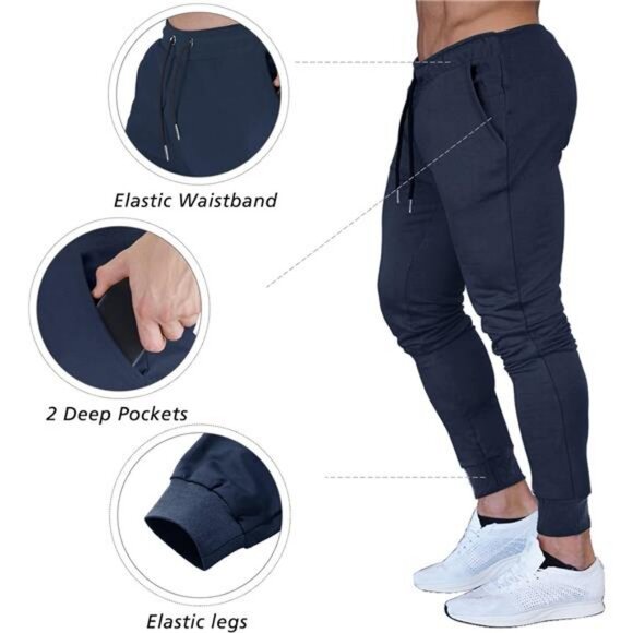 Men's Slim Joggers Pants for Gym Running and Bodybuilding Bottom Sweatpants - Picture 4 of 7